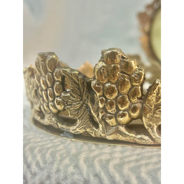 Late 20th Century Vintage Cast Brass Grapevine Wine Bottle Coasters- A Pair For Sale - Image 5 of 9