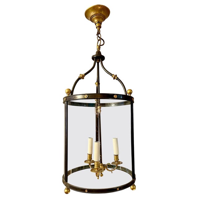 Empire Gilt Brass and Patinated Bronze Lantern, 1890s For Sale