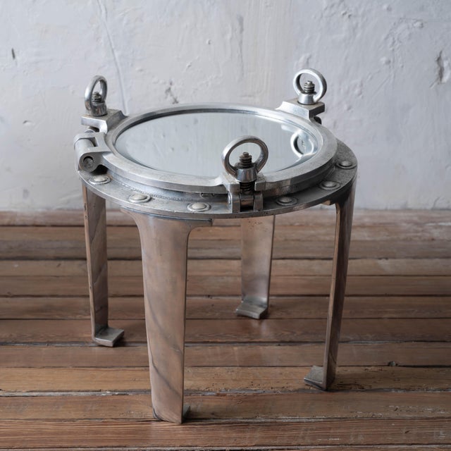 Industrial A Pair of Porthole Cover Side Tables For Sale - Image 3 of 15