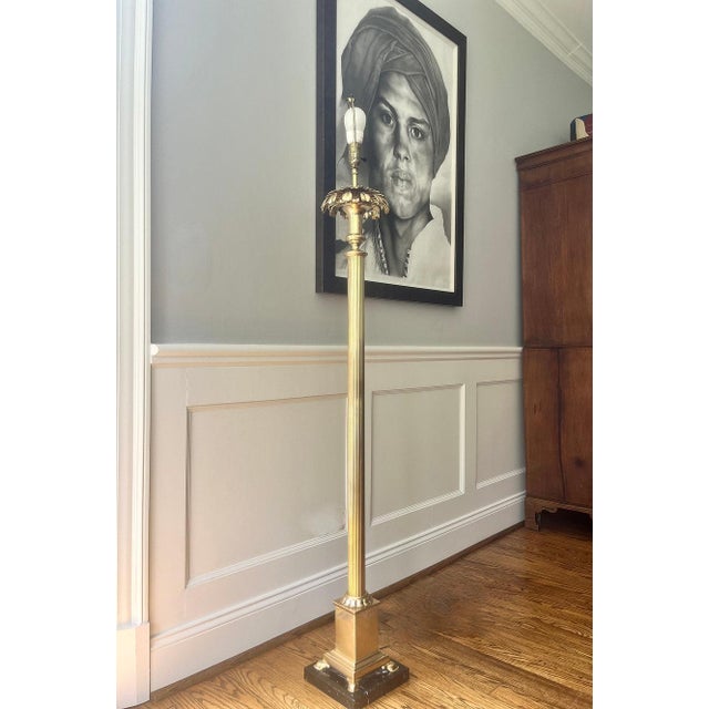 Mid 20th Century Mid Century Modern Palm Beach Regency Style Brass Palm Tree Floor Lamp For Sale - Image 4 of 12