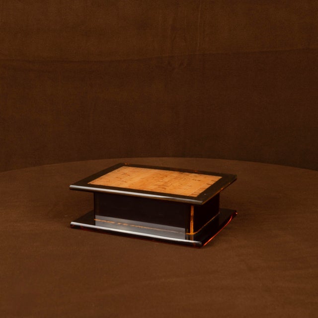 Italian Smoked Acrylic Glass and Natural Cork Jewellery Box, 1970 For Sale - Image 10 of 18