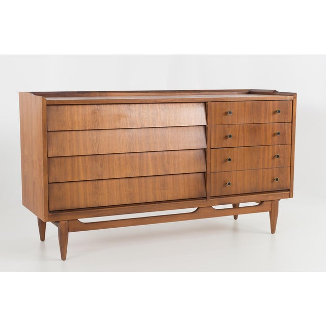 Mid Century Merton Gershun Style Walnut 6 Drawer Lowboy Dresser
