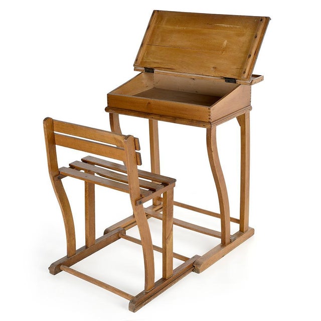 Wood Wooden School Desk from Jouets Clerc For Sale - Image 7 of 7