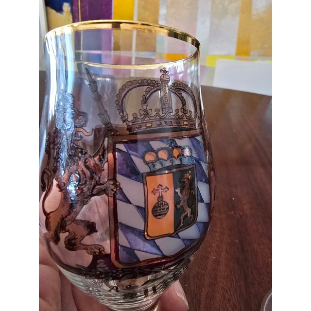 1910s Vintage Pair of Armor Crest Imperial Barware Glasses For Sale - Image 5 of 9