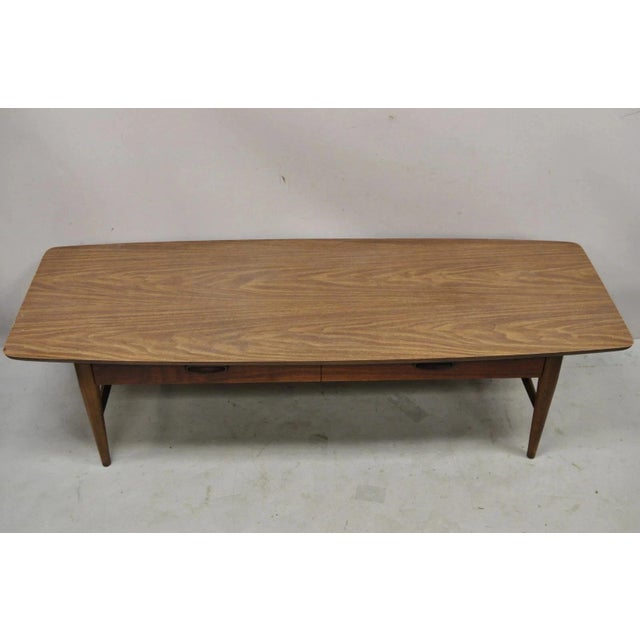 Mid-Century Modern Lane Mid Century Modern 56" Long Surfboard Laminate Top Coffee Table With Drawer For Sale - Image 3 of 11