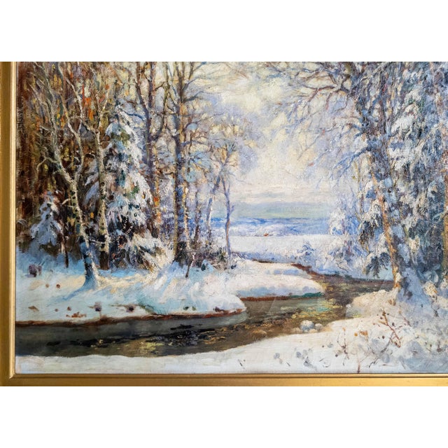 Early 20th Century American Impressionist Winter Wonderland Landscape Painting by George Young Kauffman For Sale - Image 10 of 18
