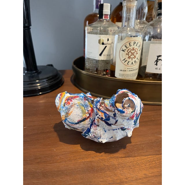 Cheryl Fudge “Mondrian’s Dream Wave” – Signed Painted Shell Sculpture, Nantucket Coastal Abstract For Sale - Image 10 of 12