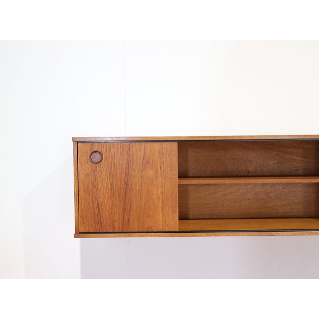 Mid Century Modern Teak Vintage Wall Mounted Credenza Sideboard in the Style Avalon Danish For Sale - Image 10 of 11