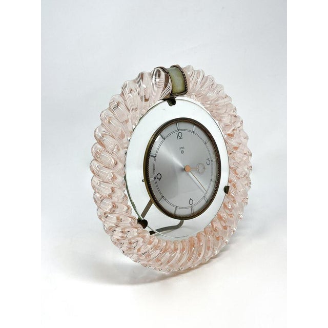 Mid-Century Modern Art Deco Table Clock, Murano Glass, 1950s.