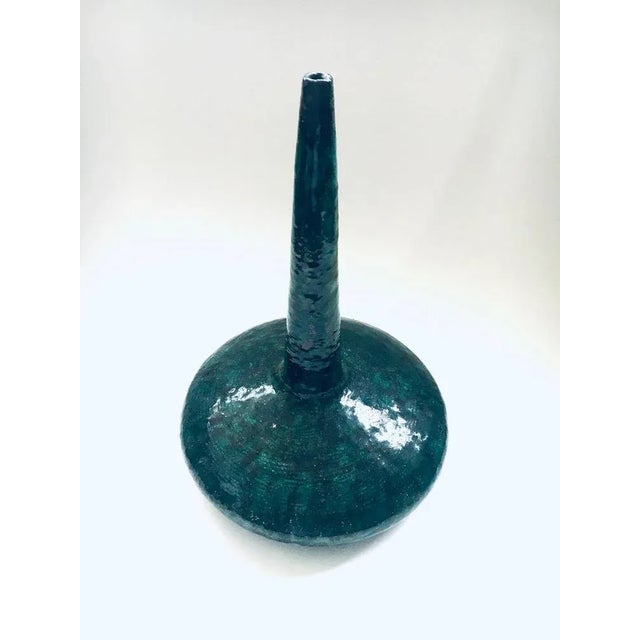 Handmade Art Pottery Ceramic Fluted Vase, Belgium, 1970s For Sale - Image 10 of 10