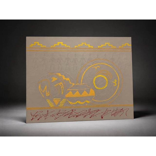 Oversized Southwestern Pottery Relief Canvas Artwork For Sale - Image 4 of 6