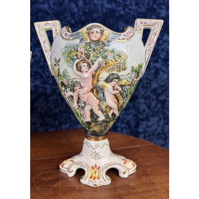 Triptych with Cherubs in Porcelain from Capodimonte, 1930s, Set of 3 For Sale - Image 11 of 11