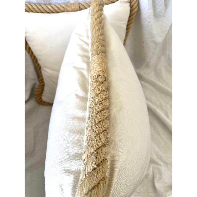 Pair of Large Coastal Rope Down Filled Pillows For Sale - Image 9 of 9