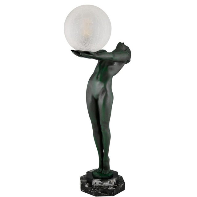 Art Deco Table Lamp Standing Nude with Globe Lumina Clarté by Max Le Verrier, 1928 For Sale - Image 4 of 13