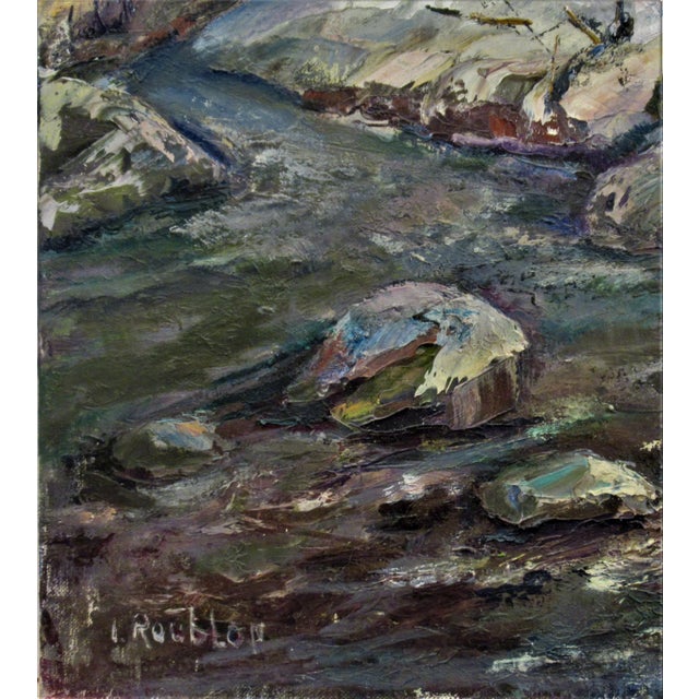 Impressionist Irina Belotelkin Roublon, Landscape with River II, Circa 1970 For Sale - Image 3 of 5