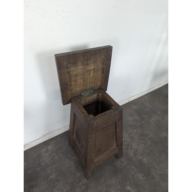 Pyramidal Oak Chest-Shaped Side Table, 1940s For Sale - Image 4 of 5