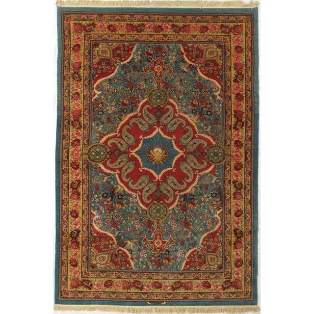 Vintage Hand-knotted Persian Senneh rug from western Iran, known for its fine weave and detailed patterns. Features an...