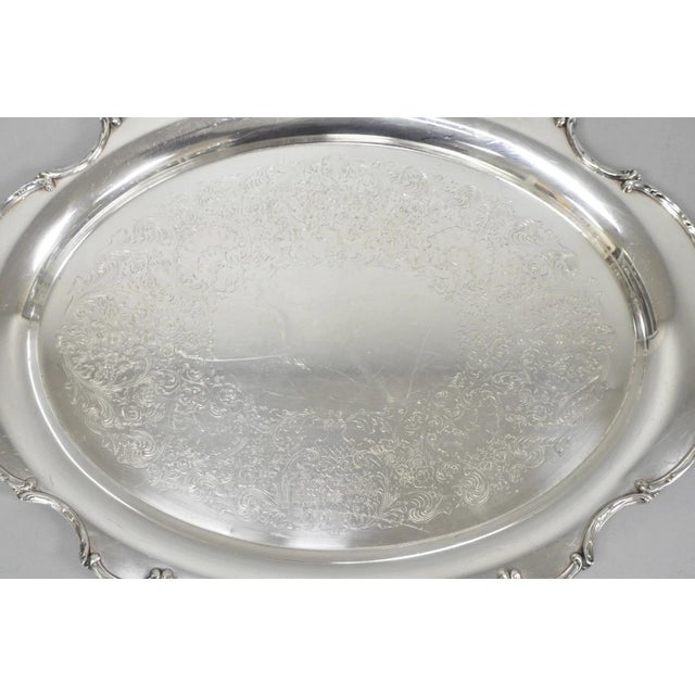 Rogers Bros. Vintage 1847 Rogers Bros "Reflection" Silver Plated Oval Serving Platter Tray For Sale - Image 4 of 14