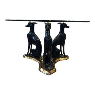 1980s Bronze Brass and Glass Greyhound Whippet Coffee Table Attributed to Maitland-Smith For Sale