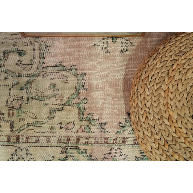 1970s Vintage Turkish Handmade Wool Cotton Beige Area Rug For Sale In San Francisco - Image 6 of 13