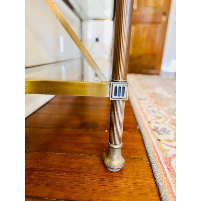 Vintage Neo-Classical Aged Brass Two Tier Console Table For Sale - Image 4 of 12