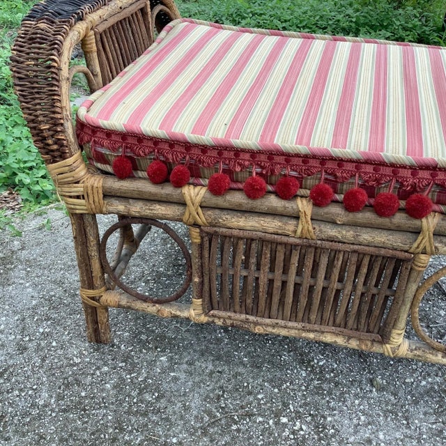 Vintage MCM Bent Branch Ottoman With Tasseled Cushion For Sale - Image 6 of 12