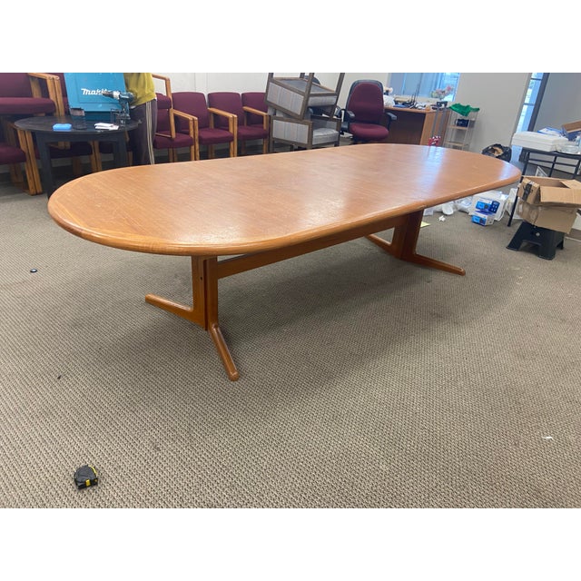 Copper Vintage Mid-Century Modern Teak Danish Made in Denmark Large Conference Table For Sale - Image 8 of 12