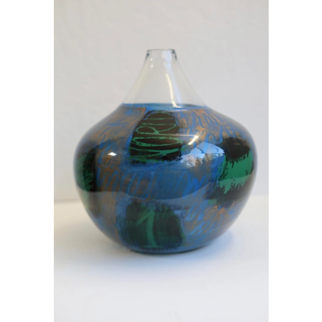 Contemporary Late 20th Century Mouth Blown Studio Glass Vase “One Chance World” For Sale - Image 3 of 7