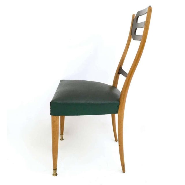 A green, vintage Mid-Century Modern Italian set of 3 green, stylish Italian chairs in good condition. Original leather...