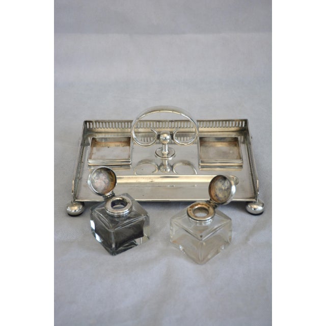 English Walker and Hall Silver Plated Ink Stand Desk Stand from Sheffield, 1880s For Sale - Image 10 of 16