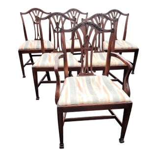 Mid 20th Century Georgian Style Carved Shield Back Dining Chairs Set of 6 For Sale