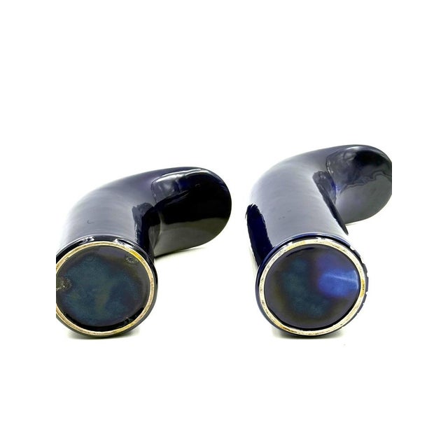 Ceramic Space Age Blue Ceramic Vase, Italy, 1970s, Set of 2 For Sale - Image 7 of 18