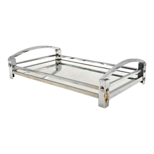Jacques Adnet, Modernist Mirrored Tray, Maison Adnet, France 1940 /1950 For Sale
