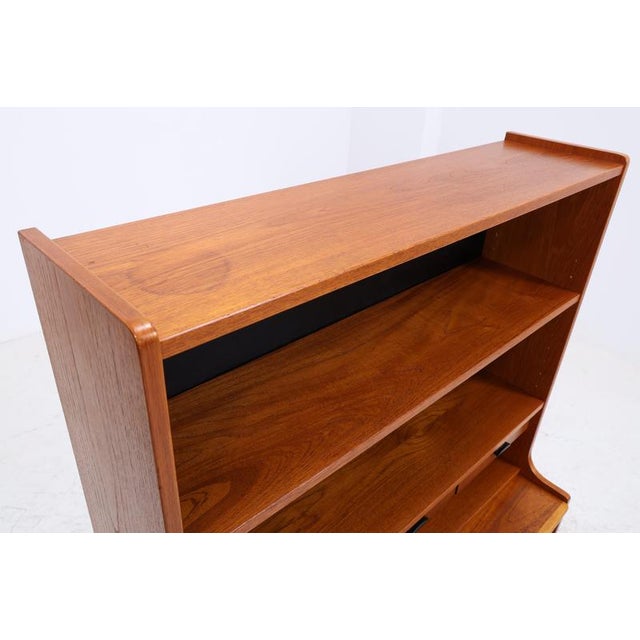 Wood Mid-Century Teak Bookcase with Secretary For Sale - Image 7 of 18