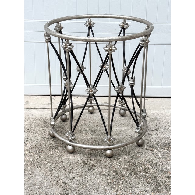 Hollywood Regency Hooker Furniture Sanctuary Pirouette Two-Tone Flower Metal Dining Table Base For Sale - Image 3 of 11
