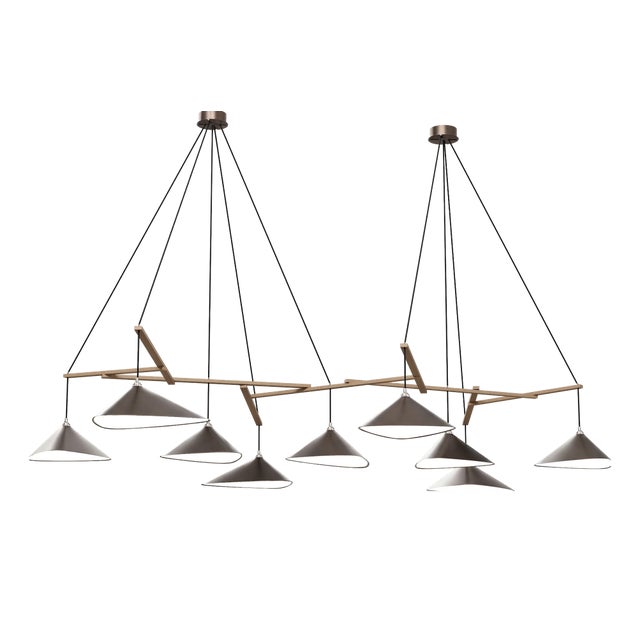 Emily Group of Nine Pendant Light in Dark Bronze Semi-Matte by Daniel Becker for Moss Objects For Sale