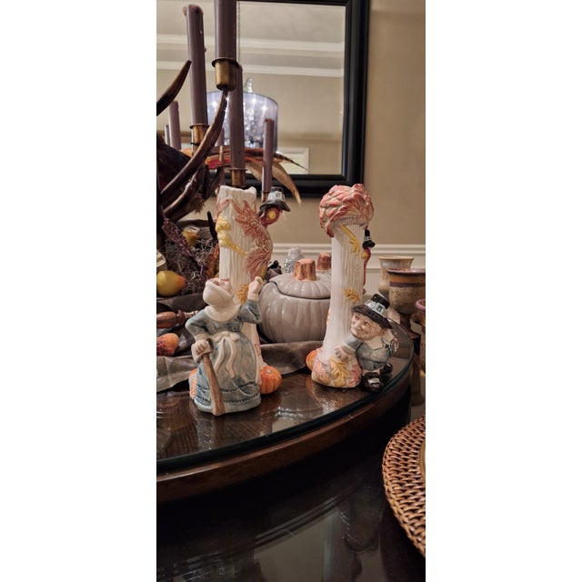Last Chance!Vintage Fitz and Floyd Pilgrims Progress Candlestick Holders - A Pair For Sale - Image 12 of 12