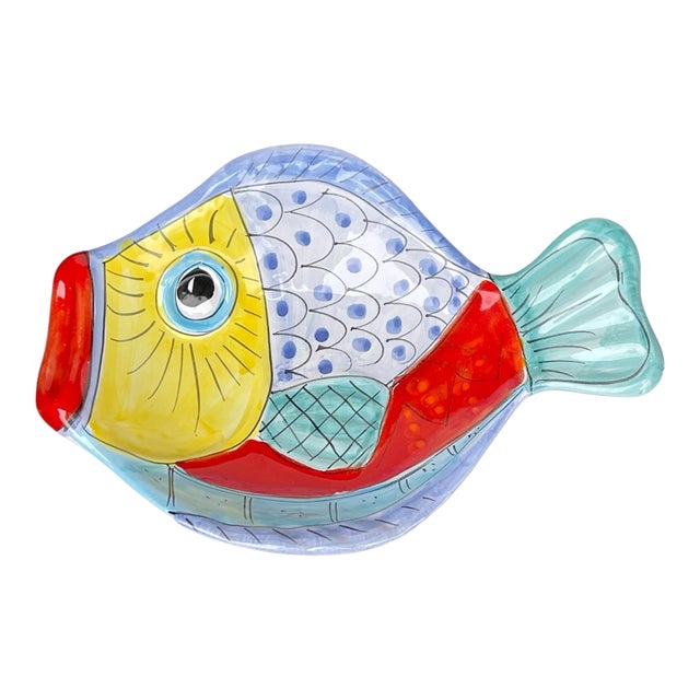 1980s “Fish Fish” Desuir Vietri Italy Serving Platter For Sale