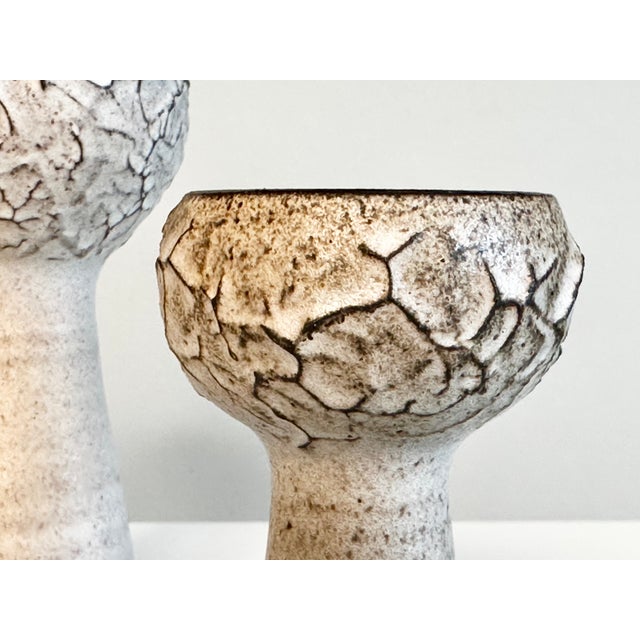 Studio Ceramic Candleholders with Textured Relief Surface by Heiner-Hans Körting, Germany, 1960s, Set of 2 For Sale - Image 9 of 13