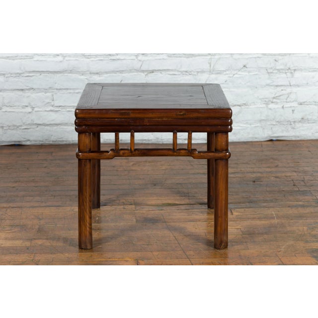 Early 20th Century Chinese Ming Style Brown Pillar Strut Motif Drink Table For Sale In New York - Image 6 of 13