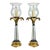 Vintage Hollywood Regency Coastal Brass Palm Hurricane Shade Frederick Cooper Style Table Lamps - a Pair For Sale