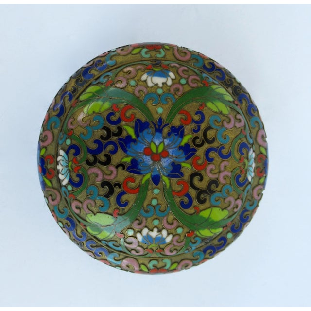 Paint Vintage C.1930's "Champleve" Designed Cloisonne' Enameled Lidded Keepsake Box For Sale - Image 7 of 13