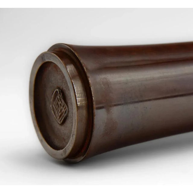 Brown Showa Period Bronze Vase by Tsuda Eiju For Sale - Image 8 of 10