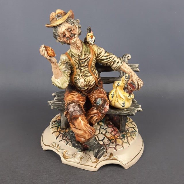 Vintage Ceramic Sculpture of Seated Merchant from Capodimonte, 1960s For Sale - Image 15 of 15