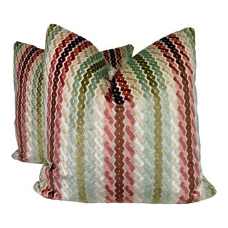 Clarence House "Anastasia Velvet" in Sienna 22" Pillows-a Pair For Sale