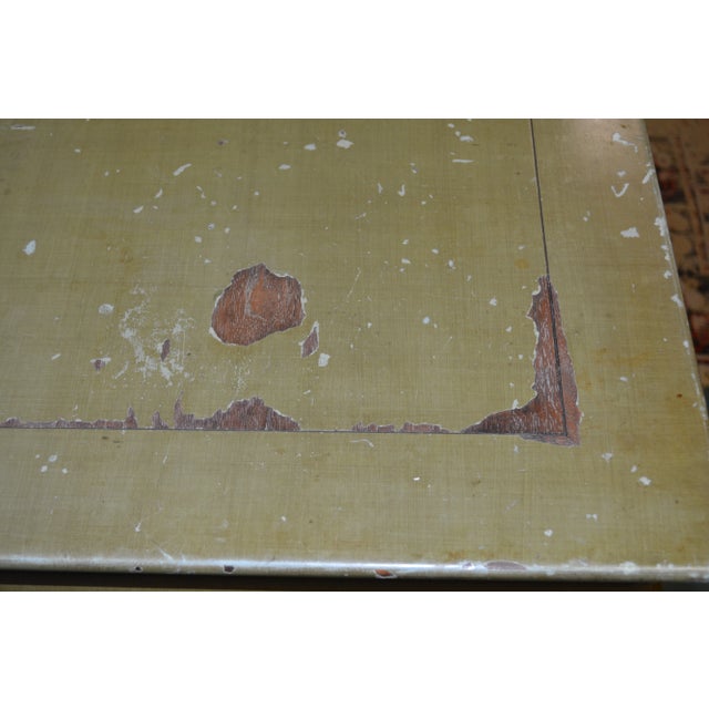 1950s Vintage Green Wooden Asian / Chinoiserie Dining Table with 3 Leaves For Sale - Image 6 of 13