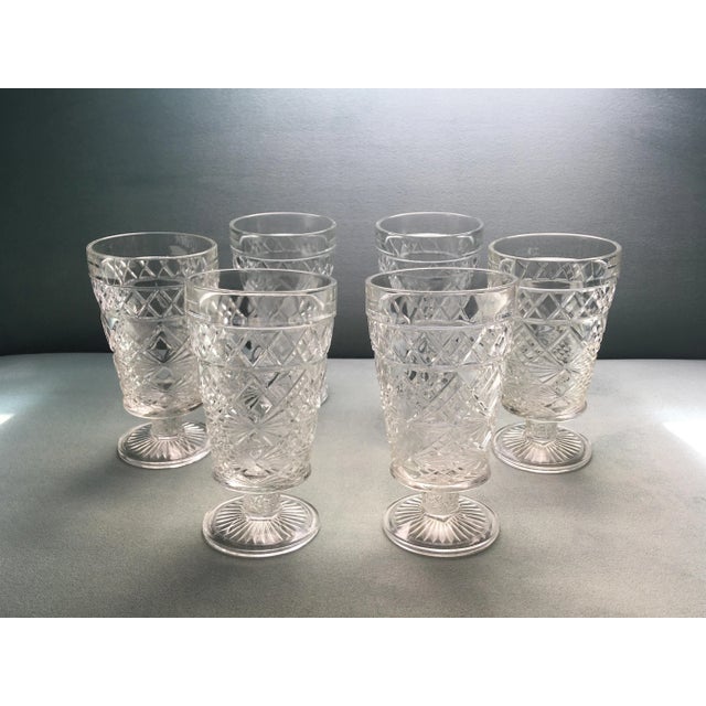 1950’s Hazel Atlas Pressed Glass Tall Iced Tea Glasses- Set of 6 For Sale - Image 9 of 13