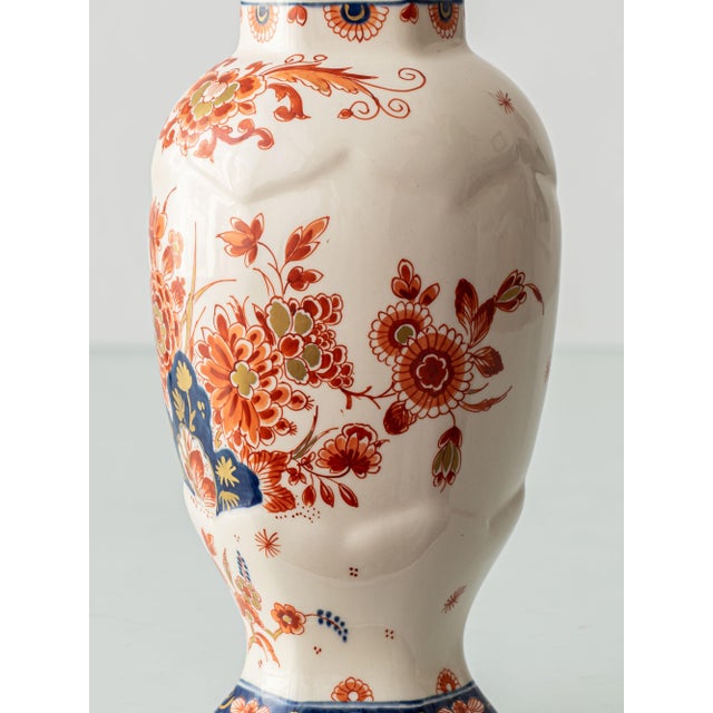 Imari Red Blue Gold Ceramic Table Lamps with Silk Shades from Royal Delft, 1970s, Set of 2 For Sale - Image 13 of 18