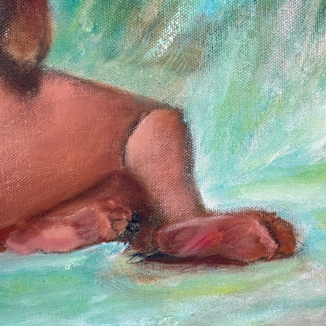 1970s Vintage Mid-Century Modern Nude Female Oil Painting - Signed ABAST For Sale - Image 5 of 11