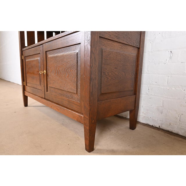 Stickley Brothers Style Antique Mission Oak Arts & Crafts Bookcase, Newly Refinished For Sale In South Bend - Image 6 of 10